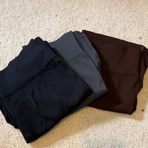 Set of Three Ribbed gym shorts - Black, Gray, Brown
